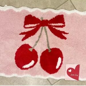 Pink Cherries Cherry Bow COQUETTE Bath Rug NWT Viral